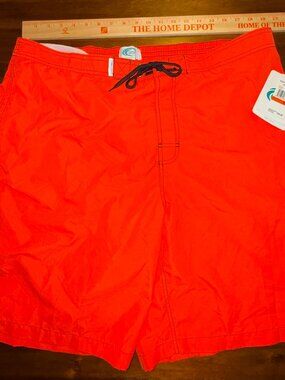$38 NWT Teal Cove Mens XXL Bathing Suit Board Beach Fiery Coral Swimming Trunks